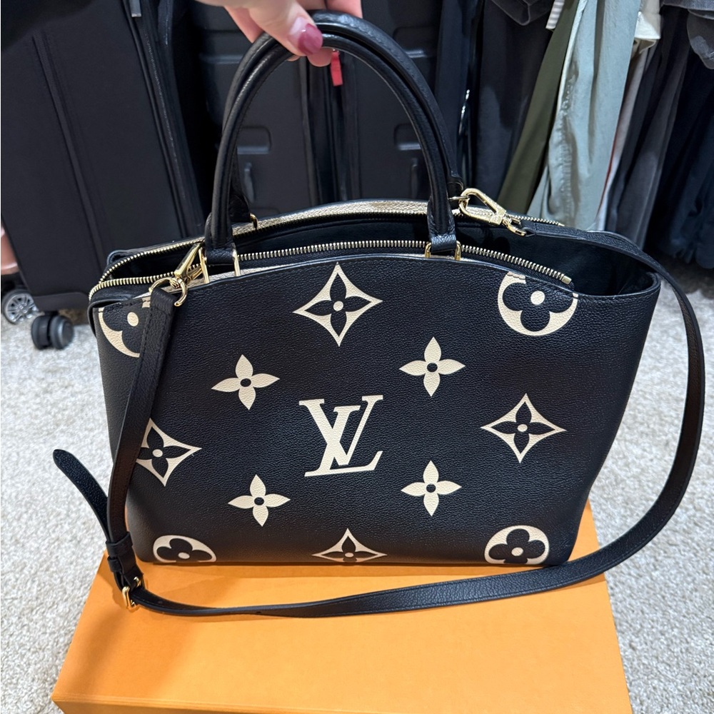 Louis Vuitton Monogram Black and Cream Satchel